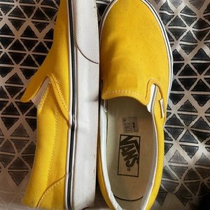 Yellow slip on vans, size 8, worn twice